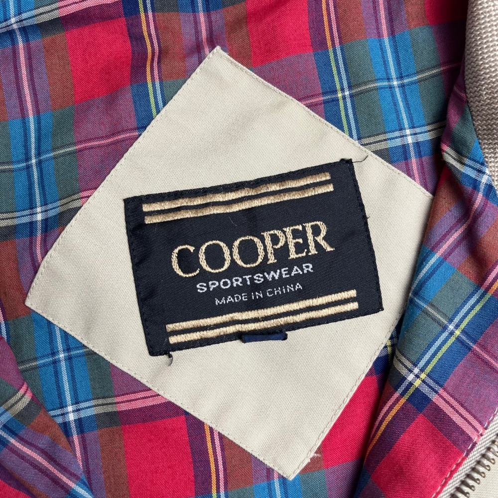 COOPER SPORTSWEAR Mens Beige Harrington Jacket Plaid Lined Size XL - Picture 3 of 13